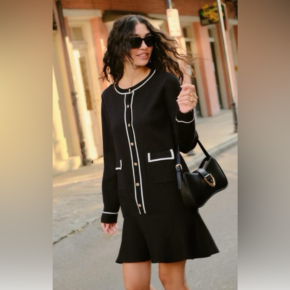 Anthropologie✖️Endless Rose Mini Sweater Dress $148 Black Small